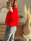 Pull femme oversize col V cœur léopard rouge – JESSY – photo 5