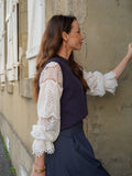 Pull marine à manches dentelle – PULL CASSY MARINE – TAMASHOP – vue 4