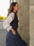 Pull marine à manches dentelle – PULL CASSY MARINE – TAMASHOP – vue 5