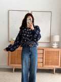 Pull marine motifs bandana beige et marron col rond – SUZON – photo 1