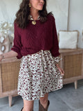 Robe chemise courte fleurie bordeaux manches longues – ENAELLE – photo 5