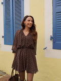 Robe courte fleurie chocolat – ROBE GAELLE – TAMASHOP – vue 5