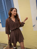 Robe courte fleurie chocolat – ROBE GAELLE – TAMASHOP – vue 9