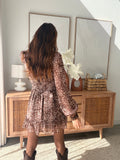Robe courte imprimé biche marron beige dos ouvert – ANITA – photo 3