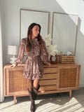 Robe courte imprimé biche marron beige dos ouvert – ANITA – photo 4