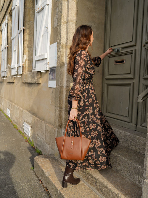 Robe longue fleurie noire – ROBE JESSY – TAMASHOP – vue 5