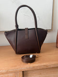 Sac à main chocolat forme évasée bandoulière amovible – DORIANA – photo 4
