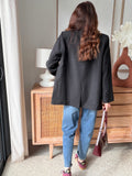 Veste blazer noire coupe longue 2 vraies poches – EMILIE – photo 4