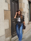 Veste courte effet tressé chocolat zippée – COLINE – photo 3
