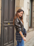 Veste courte effet tressé chocolat zippée – COLINE – photo 5