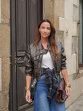 Veste courte effet tressé chocolat zippée – COLINE – photo 6