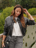 Veste courte effet tressé noire zippée – COLINE – photo 7