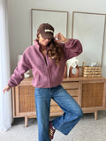 Veste effet bouclette aubergine zippée col montant – CELINE – photo 1
