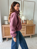 Veste effet bouclette aubergine zippée col montant – CELINE – photo 5
