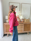 Veste effet bouclette framboise zippée col montant – CELINE – photo 3