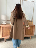 Veste longue réversible beige et marron à capuche – VENUS – photo 3