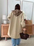 Veste longue réversible beige et marron à capuche – VENUS – photo 4
