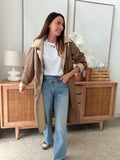 Veste longue réversible beige et marron à capuche – VENUS – photo 5