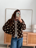 Veste polaire chocolat à pois beige zippée – LALOU – photo 3