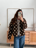 Veste polaire chocolat à pois beige zippée – LALOU – photo 4