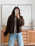 Veste polaire chocolat zippée à petits motifs – STACY – photo 4