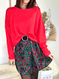 Pull femme oversize encolure bateau rouge – NAHE – photo 1