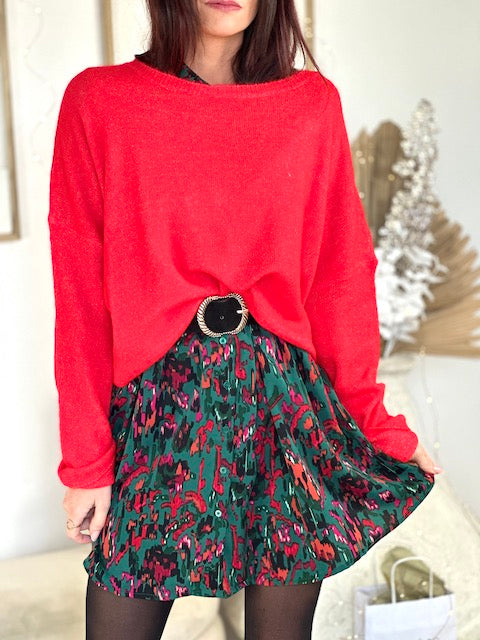 Pull femme oversize encolure bateau rouge – NAHE – photo 4