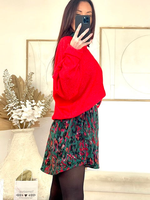 Pull femme oversize encolure bateau rouge – NAHE – photo 5